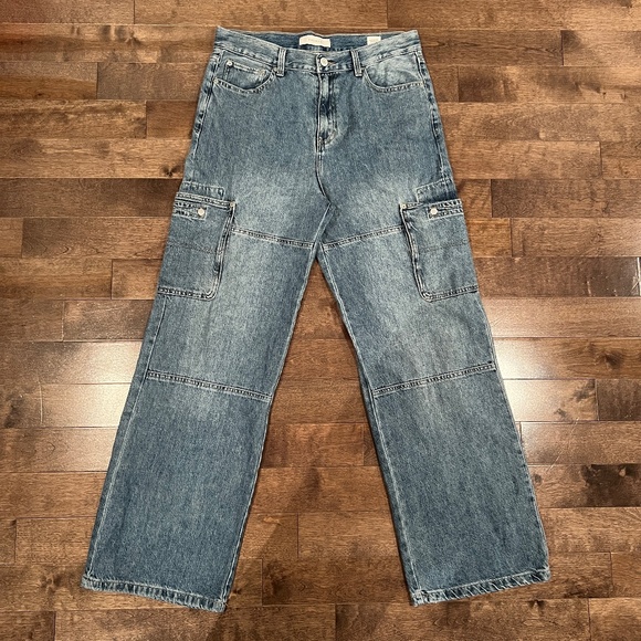 PacSun Extreme Baggy Cargo Jeans - Light Wash Denim (32x32) - Picture 1 of 6